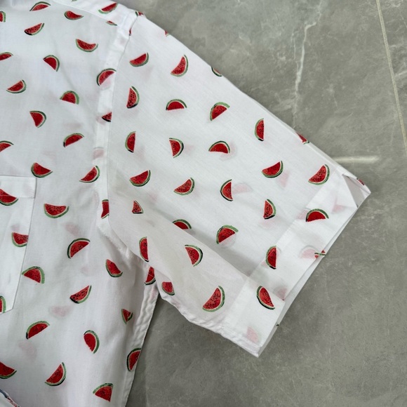 Men’s Van Heusen Never Tuck Watermelon Button Down Short Sleeve Shirt Large - Picture 10 of 16